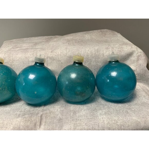 Vintage Glass Christmas Ornaments Mixed Frosted Teal & Clear Set of 11 - Picture 4 of 7
